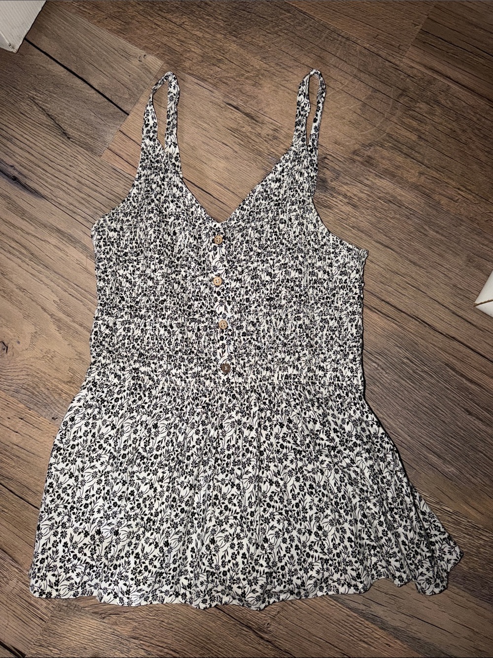 Japna Black & White Floral Smocked Cami